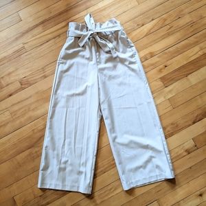 Zara cream wide leg pants